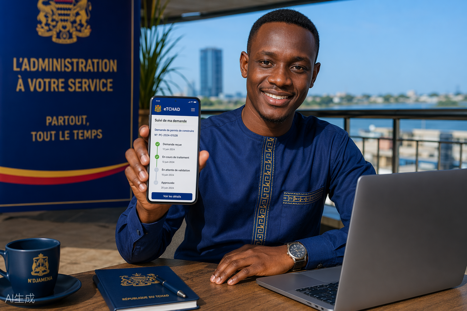 Un entrepreneur suit sa demande depuis son téléphone
